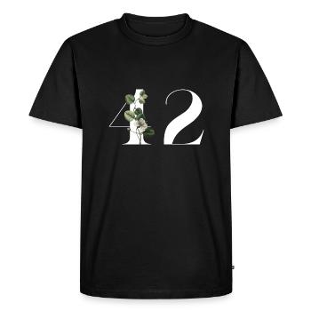 Numéro 42 floral vert - 42e anniversaire floral - T-shirt Premium bio Homme - noir - Devant - Nico (187cm)