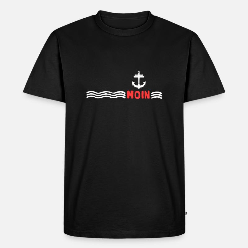 Moin Meer Anker Windstärke Sturm - Männer Premium Bio T-Shirt - Schwarz