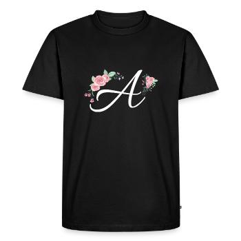 Lettre a fleurs - T-shirt Premium bio Homme - noir - Devant - Nico (187cm)
