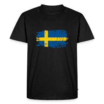 Suèdeflaggeretro - T-shirt Premium bio Homme - noir - Devant - Nico (187cm)