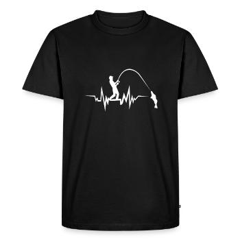 Fishing Heartbeat - Men's Premium Organic T-Shirt - black - Front - Nico (187cm)