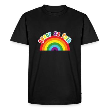 Queer as Folk - cute rainbow pride colors - Men's Premium Organic T-Shirt - black - Front - Nico (187cm)