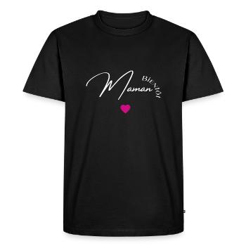 Bientôt maman - T-shirt Premium bio Homme - noir - Devant - Nico (187cm)