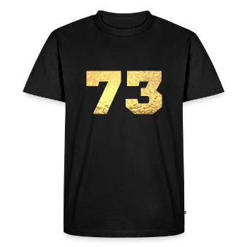 73 paillettes doré - 73 anniversaire - T-shirt Premium bio Homme - noir - Devant - Nico (187cm)