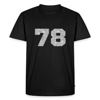 Numéro 78 paillettes argenté - 78e anniversaire - T-shirt Premium bio Homme - noir - Devant - Nico (187cm)