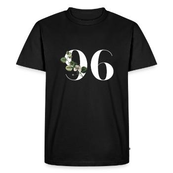 Numéro 96 floral vert - 96e anniversaire floral - T-shirt Premium bio Homme - noir - Devant - Nico (187cm)