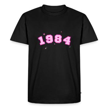 1984 rose étoile - T-shirt Premium bio Homme - noir - Devant - Nico (187cm)