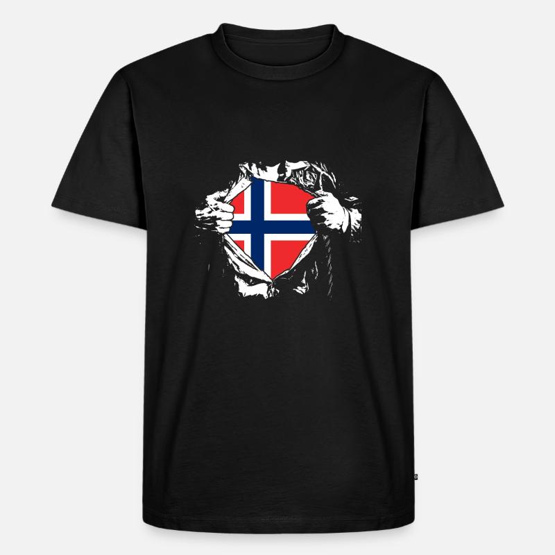 Ich liebe Norwegen - Superheld - Männer Premium Bio T-Shirt - Schwarz