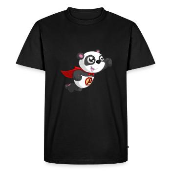 Superhero Panda - Men's Premium Organic T-Shirt - black - Front - Nico (187cm)
