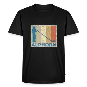 Rétro Vintage Style Alphorn Alpenhorn Musique - T-shirt Premium bio Homme - noir - Devant - Nico (187cm)