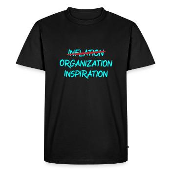 Inflation - Organisation - Inspiration - T-shirt Premium bio Homme - noir - Devant - Nico (187cm)