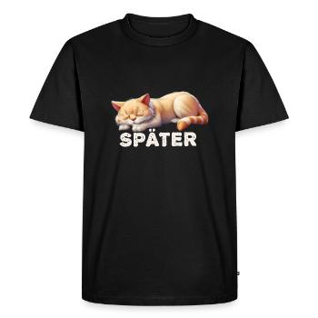 Sleeping cat, I'll do it later - Men's Premium Organic T-Shirt - black - Front - Nico (187cm)