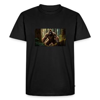 Sasquatch Bigfoot in the forest monster dark - Men's Premium Organic T-Shirt - black - Front - Nico (187cm)