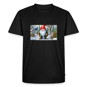 cute little gnomes everyday life – shoveling snow - Men's Premium Organic T-Shirt - black - Front - Nico (187cm)