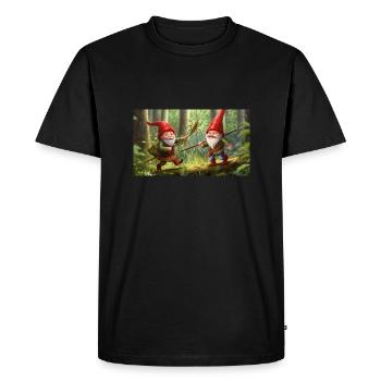gnomes hunting grasshopper - Men's Premium Organic T-Shirt - black - Front - Nico (187cm)