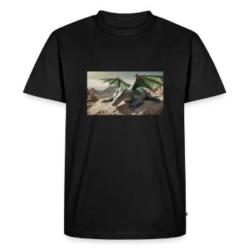 A realistic majestical green dragon is laying - Men's Premium Organic T-Shirt - black - Front - Nico (187cm)