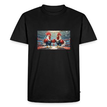 Pun ambiguous expression – Kampfhähne (gamecocks) - Men's Premium Organic T-Shirt - black - Front - Nico (187cm)