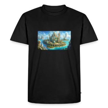 de beaux lieux mythiques – L’Atlantide avant la catastrophe - T-shirt Premium bio Homme - noir - Devant - Nico (187cm)