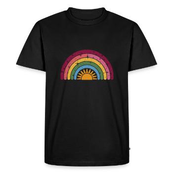 Soleil arc-en-ciel : matin coloré - T-shirt Premium bio Homme - noir - Devant - Nico (187cm)
