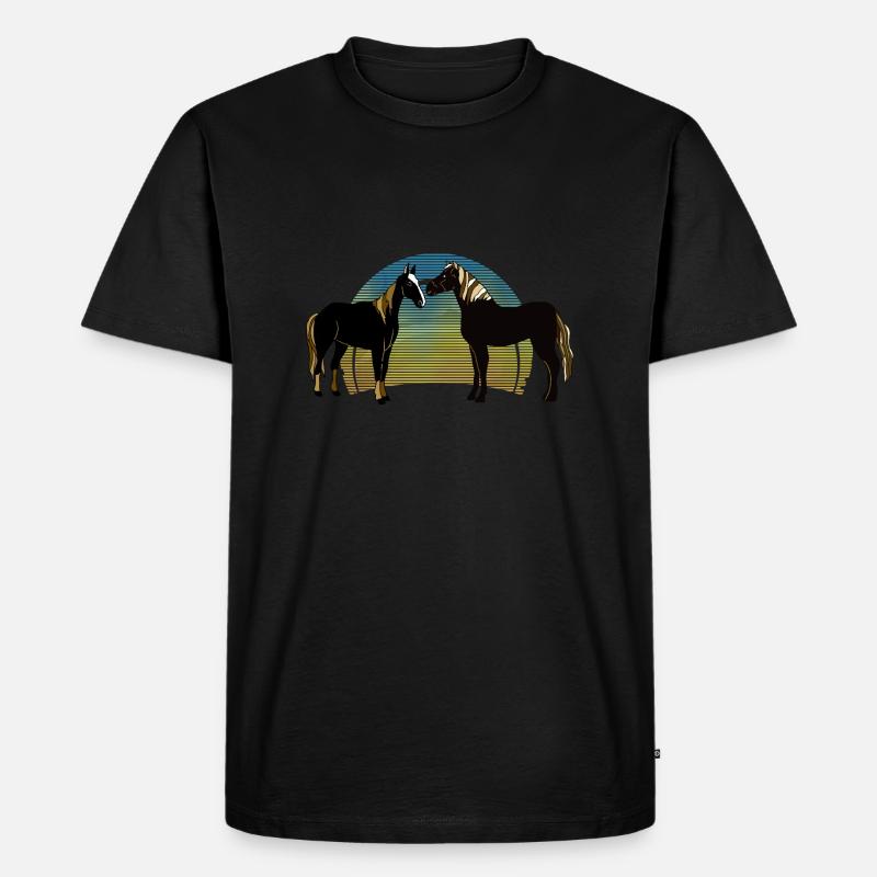 Pferde - Männer Premium Bio T-Shirt - Schwarz