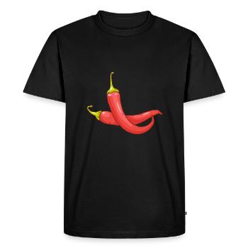 Red chilli pepper hot pepper vegetables - Men's Premium Organic T-Shirt - black - Front - Nico (187cm)
