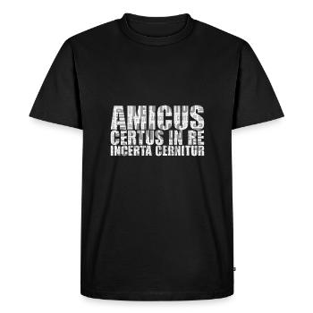 Amicus certus dans re incerta cernitur - T-shirt Premium bio Homme - noir - Devant - Nico (187cm)