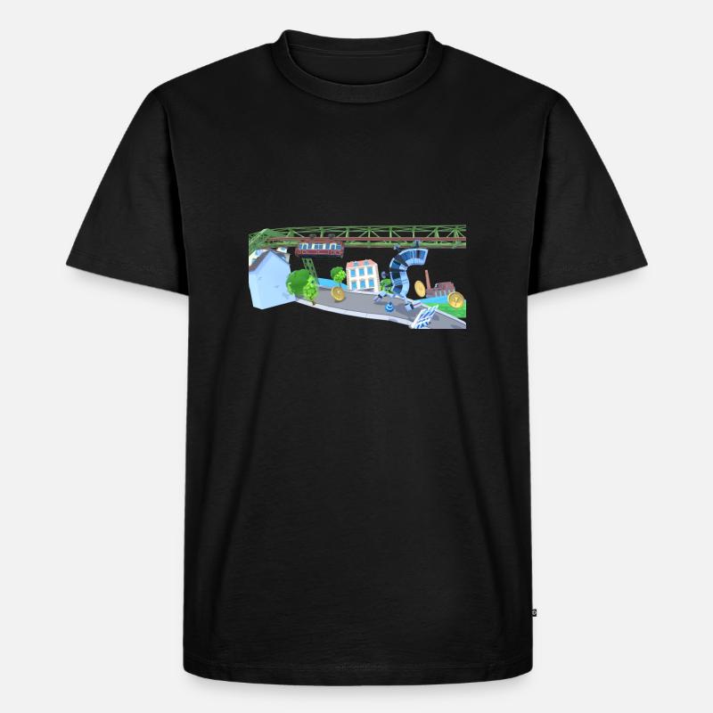 Spielszene Schwebibahn-Runner - Männer Premium Bio T-Shirt - Schwarz