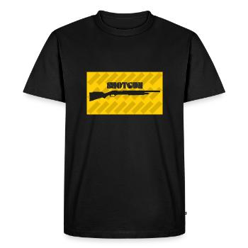 Shotgun jaune avec cartouches - T-shirt Premium bio Homme - noir - Devant - Nico (187cm)