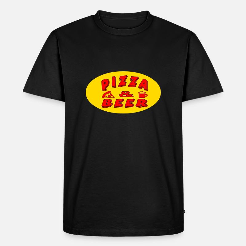 Pizza - Männer Premium Bio T-Shirt - Schwarz