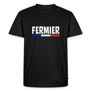Fermier Français - T-shirt Premium bio Homme - noir - Devant - Nico (187cm)
