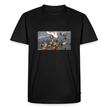 Duck with family - Men's Premium Organic T-Shirt - black - Front - Nico (187cm)