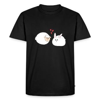 Lapin et mouton, Pâques - T-shirt Premium bio Homme - noir - Devant - Nico (187cm)