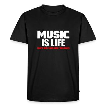 La musique, c’est la vie - T-shirt Premium bio Homme - noir - Devant - Nico (187cm)