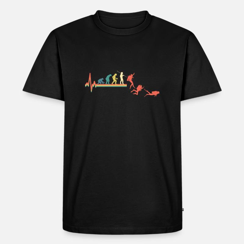 Taucher Tauchen Evolution Retro - Männer Premium Bio T-Shirt - Schwarz