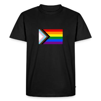 PRIDE PROGRESS FLAG - Men's Premium Organic T-Shirt - black - Front - Nico (187cm)