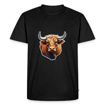 Taureau brun-rouge - T-shirt Premium bio Homme - noir - Devant - Nico (187cm)