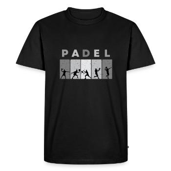 Schwarz/Weiße Padel-Silhouette - Männer Premium Bio T-Shirt - Schwarz - Vorne - Nico (187cm)