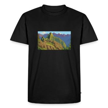 Machu Picchu, Pérou - Pixel Art - T-shirt Premium bio Homme - noir - Devant - Nico (187cm)
