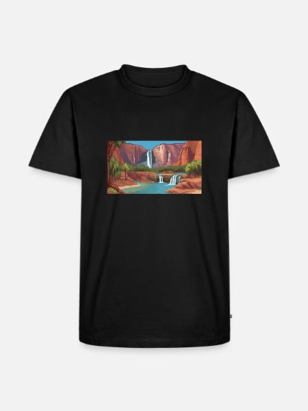 Havasu Falls, Arizona - Pixel Art - Men's Premium Organic T-Shirt - black