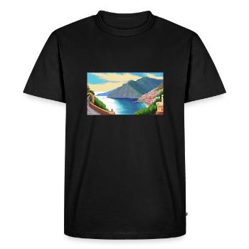 Côte amalfitaine, Italie - Pixel Art - T-shirt Premium bio Homme - noir - Devant - Nico (187cm)