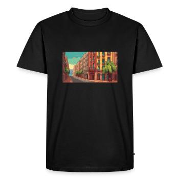 Barcelona, Spain - Pixel Art - Men's Premium Organic T-Shirt - black - Front - Nico (187cm)