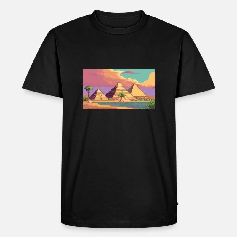 Gizeh, Ägypten - Pixel Art - Männer Premium Bio T-Shirt - Schwarz
