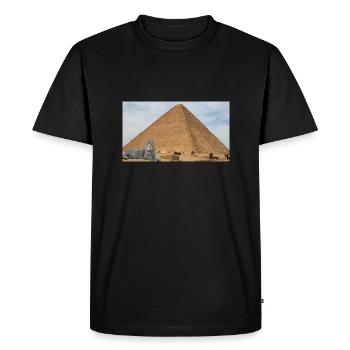 Cat and Pyramid - Men's Premium Organic T-Shirt - black - Front - Nico (187cm)