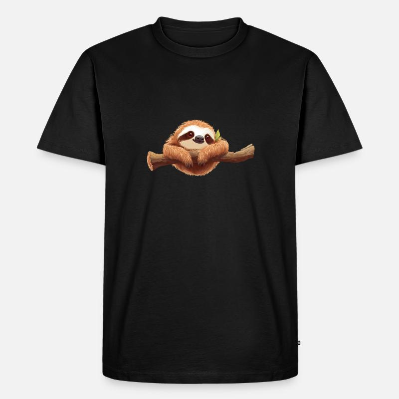 Cute Sloth - Männer Premium Bio T-Shirt - Schwarz