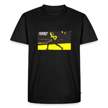 FOCUS light yellow - Men's Premium Organic T-Shirt - black - Front - Nico (187cm)
