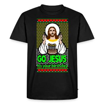 Go Jesus its your Birthday Ugly Christmas Sweater - T-shirt Premium bio Homme - noir - Devant - Nico (187cm)