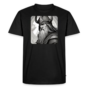 Proud Viking with Horns Helmet - Men's Premium Organic T-Shirt - black - Front - Nico (187cm)