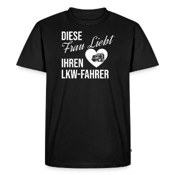 LKW Shirt · diese Frau liebt ihren · Geschenk - Männer Premium Bio T-Shirt - Schwarz - Vorne - Nico (187cm)