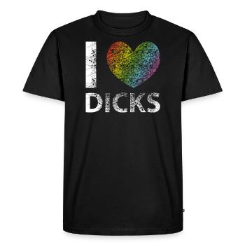 I LOVE DICKS gay lgbt vintage - Men's Premium Organic T-Shirt - black - Front - Nico (187cm)
