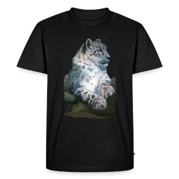 Le Léopard des neiges couché - T-shirt Premium bio Homme - noir - Devant - Nico (187cm)